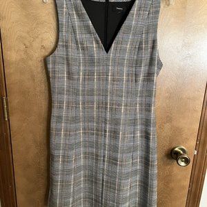 Theory Black Blue Brown Plaid Easy V Dress Medium